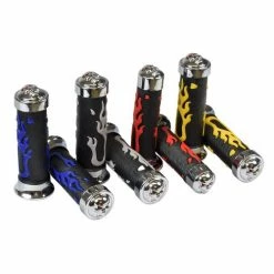 New 😉 Mon Ster Universal Scooter Handlebar Grip Set With Skull & Flames 😀